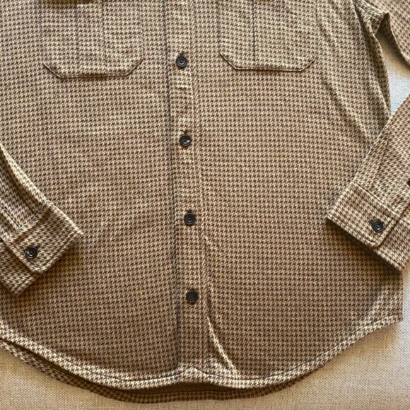 Ralph Lauren Vintage Men's Brown Two Pocket Houndstooth Long Sleeve Shirt Medium - Picture 9 of 15